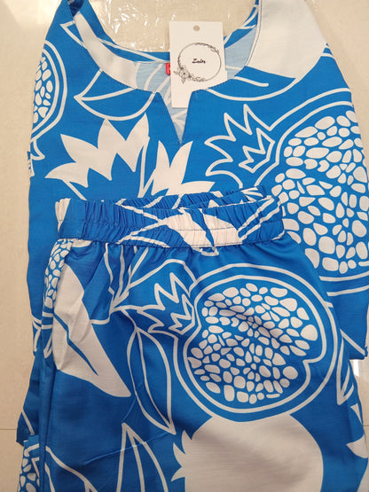 Printed Notch Neck Straight Kurta with Trouser