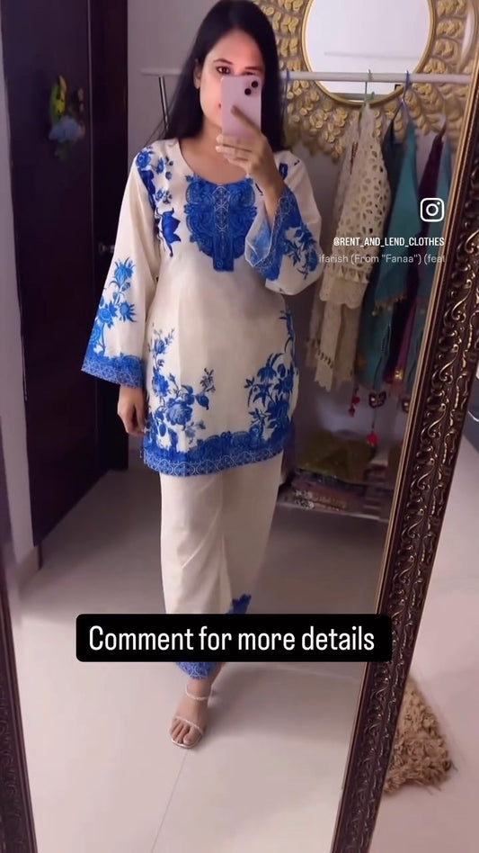 OG Blue Printed Cotton Coord Set