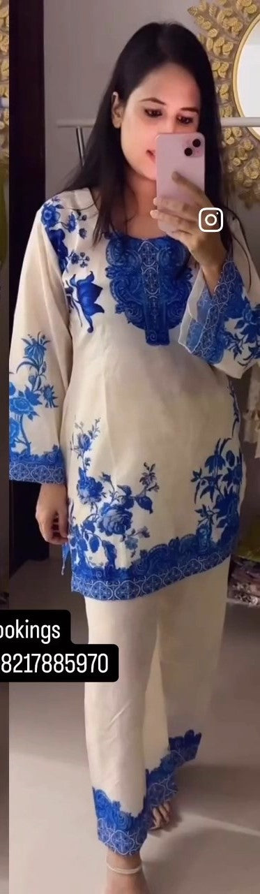 OG Blue Printed Cotton Coord Set