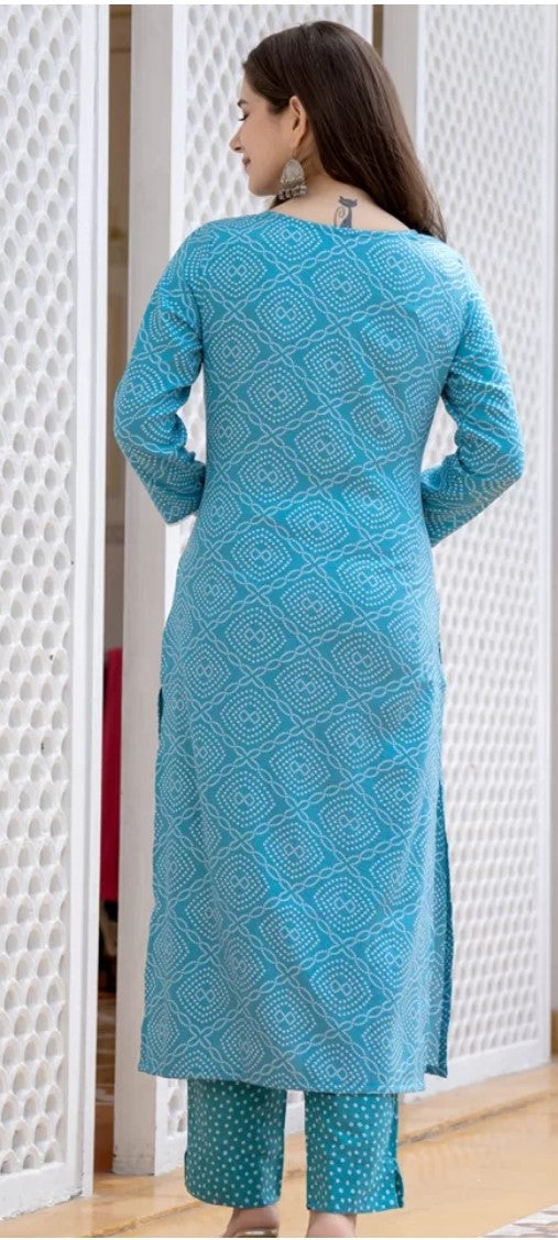 Blue Bandhani Suit