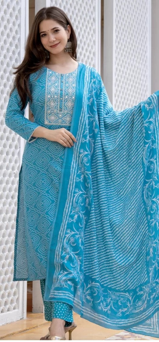 Blue Bandhani Suit
