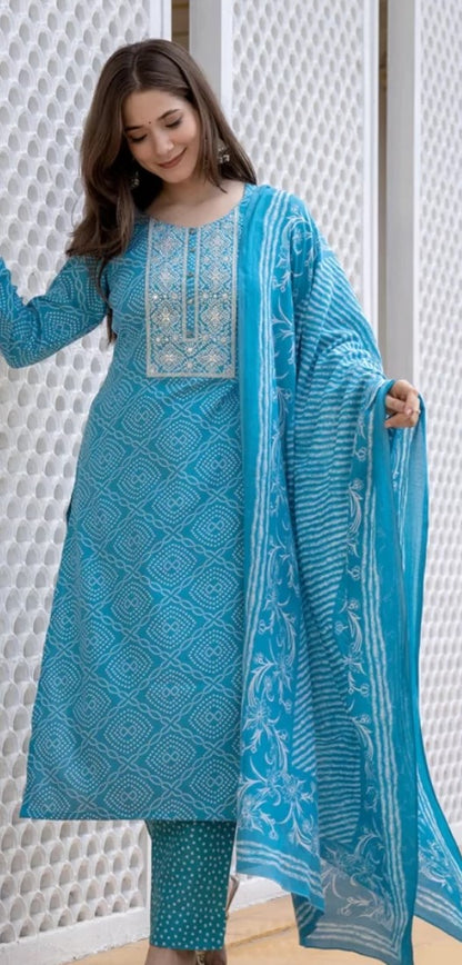 Blue Bandhani Suit