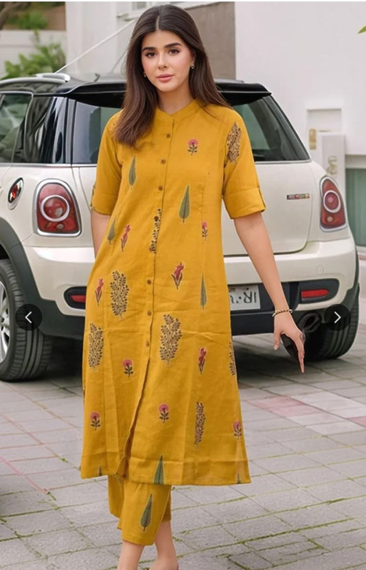 Floral Embroidered Regular Kurta with Trousers