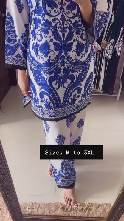 Blue Printed Cotton Coord Set
